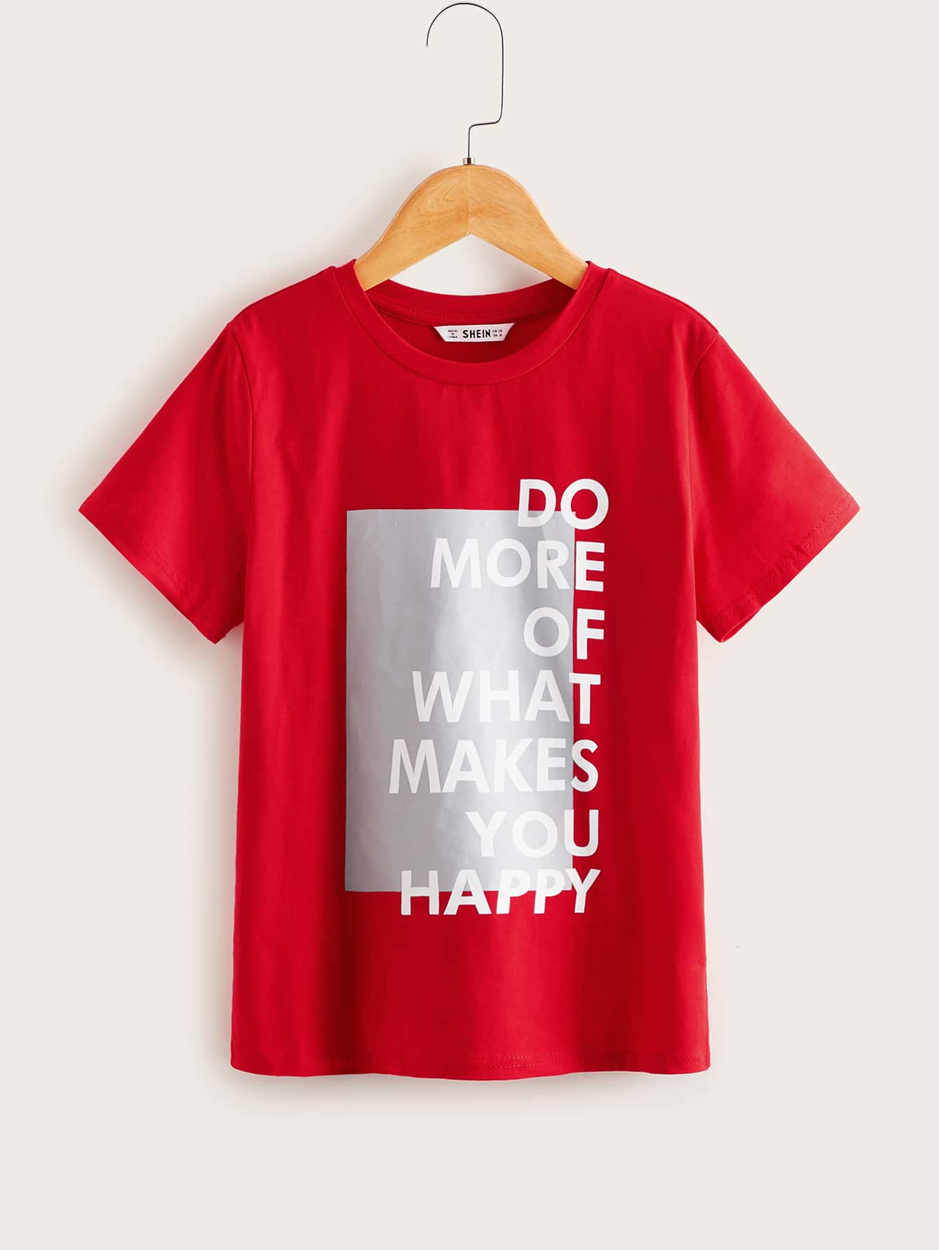 SHEIN 男孩標語圖案上衣