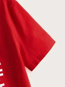 SHEIN 男孩標語圖案上衣