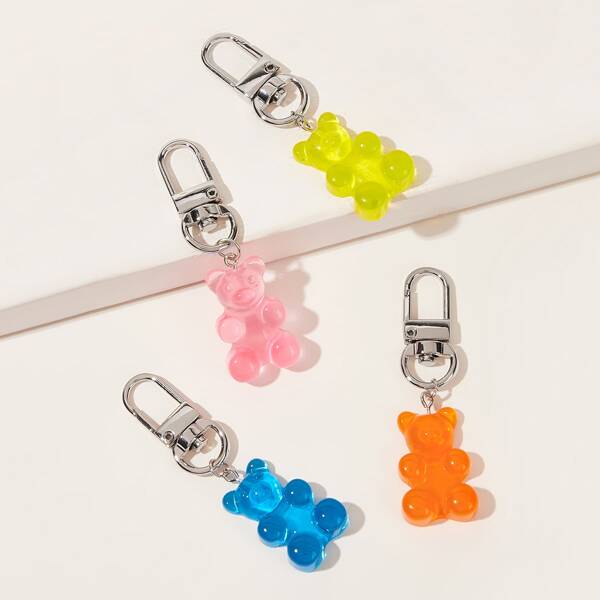 

1pc Random Color Resin Bear Charm Keychain, Multicolor