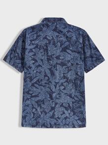 Camisa denim de hombres con estampado de hoja | Mode de Camisa denim de hombres con estampado de camuflaje | Mode de