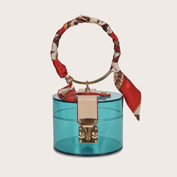 

Mini Clear Satchel Bag With Ring Handle, Blue