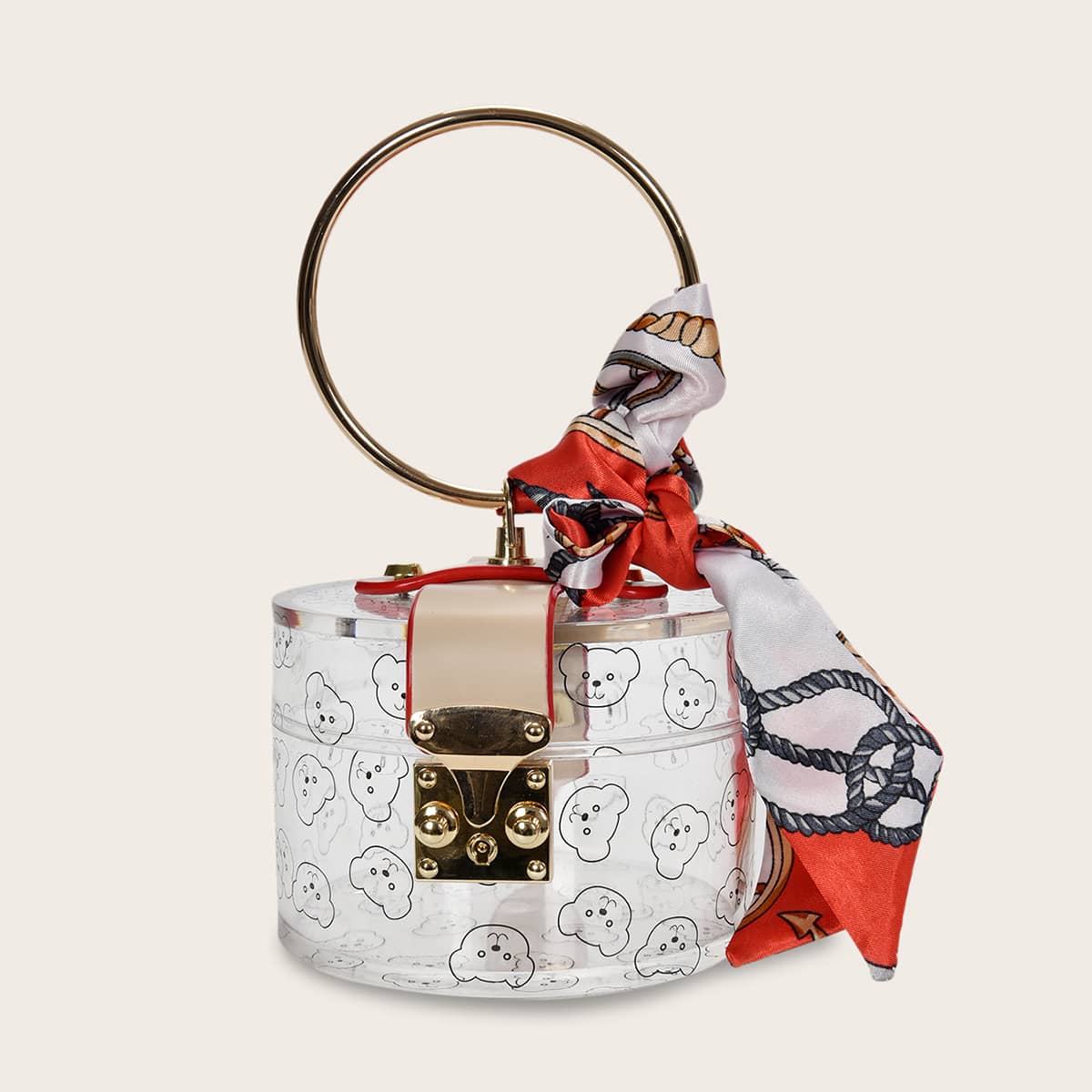 

Mini Bear Graphic Satchel Bag With Ring Handle