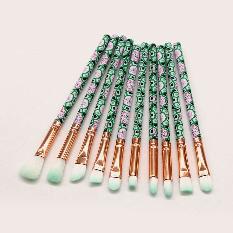 

10pcs Duo-fiber Eye Definer Brush, Green