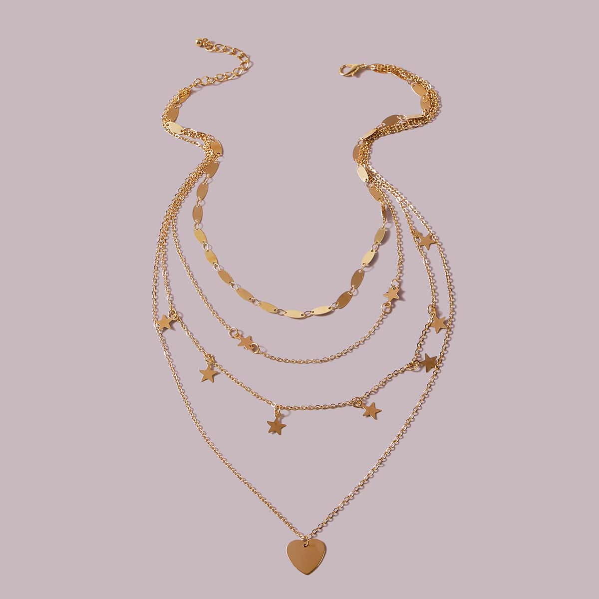 

1pc Star Tassel Charm Layered Necklace, Gold