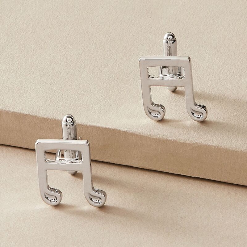

1pair Guys Note Collar Tips, Silver