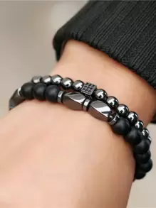 RINTOLER Fashionable and Popular 2pcs Men Beaded Bracelet for Jewelry Gift and for a Stylish Look