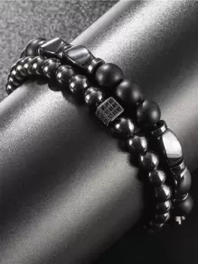 RINTOLER Fashionable and Popular 2pcs Men Beaded Bracelet for Jewelry Gift and for a Stylish Look