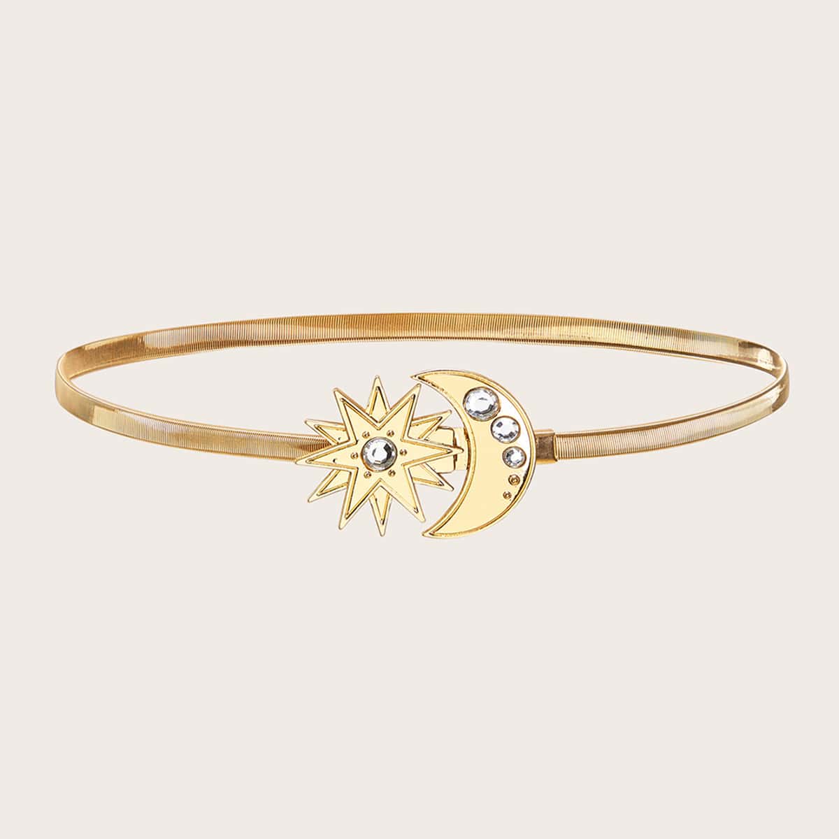 

Rhinestone Moon Thin Belt, Gold