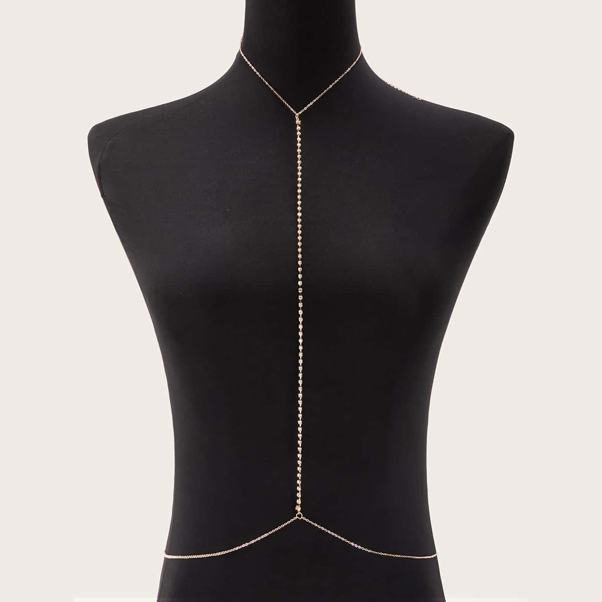 

1pc Rhinestone Body Chain, Gold