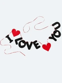 1pc Holiday Slogan Pull Flag, I LOVE YOU Design Polyester Hanging Banner, For Valentine's day Proposal Party - Multicolor - View 3