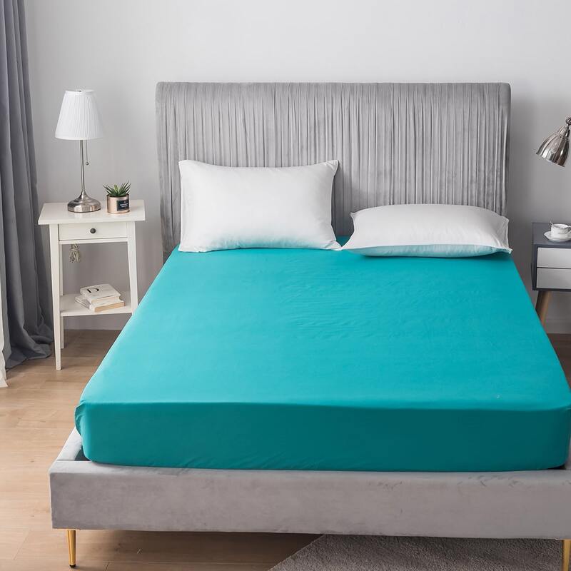 

Solid Cotton Fitted Sheet, Blue