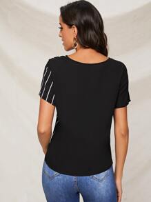SHEIN LUNE Top panel de rayas escote V
