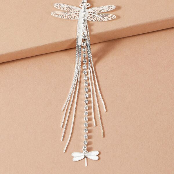 

1pc Dragonfly & Rhinestone Decor Belly Ring, Silver