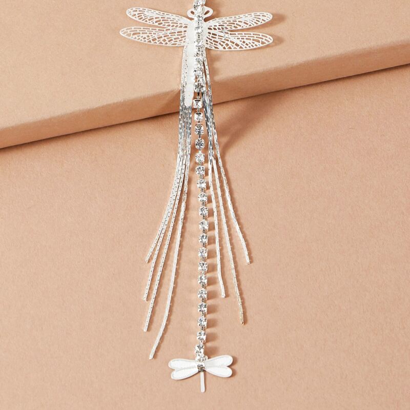 

1pc Dragonfly & Rhinestone Decor Belly Ring, Silver