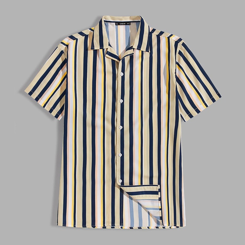 

Guys Revere Collar Striped Shirt, Multicolor