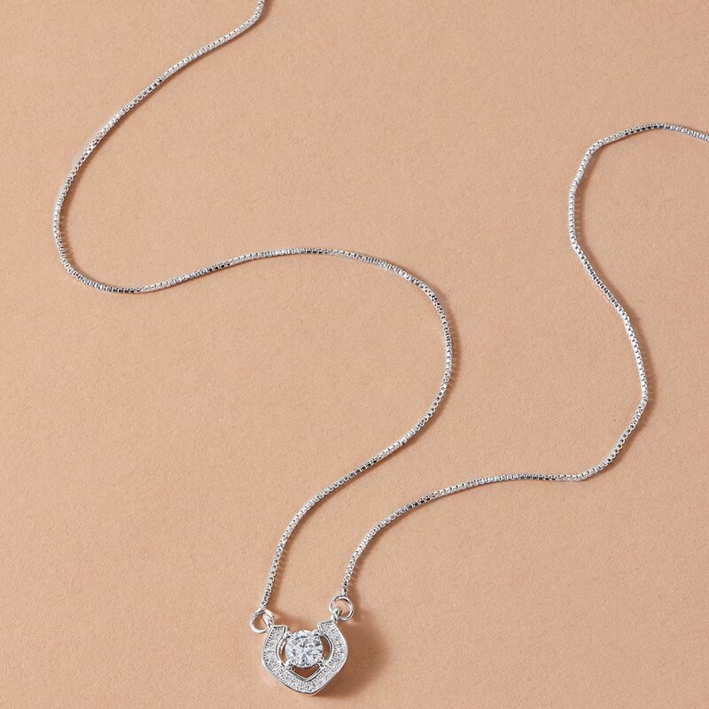 

1pc Rhinestone Charm Necklace, Silver