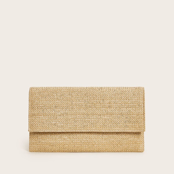 

Braided Clutch Bag With Chain Bag, Khaki