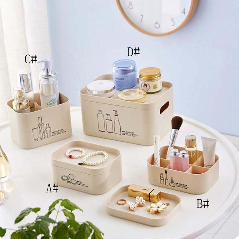 

1pc Slogan Print Cosmetic Storage Box, Multicolor