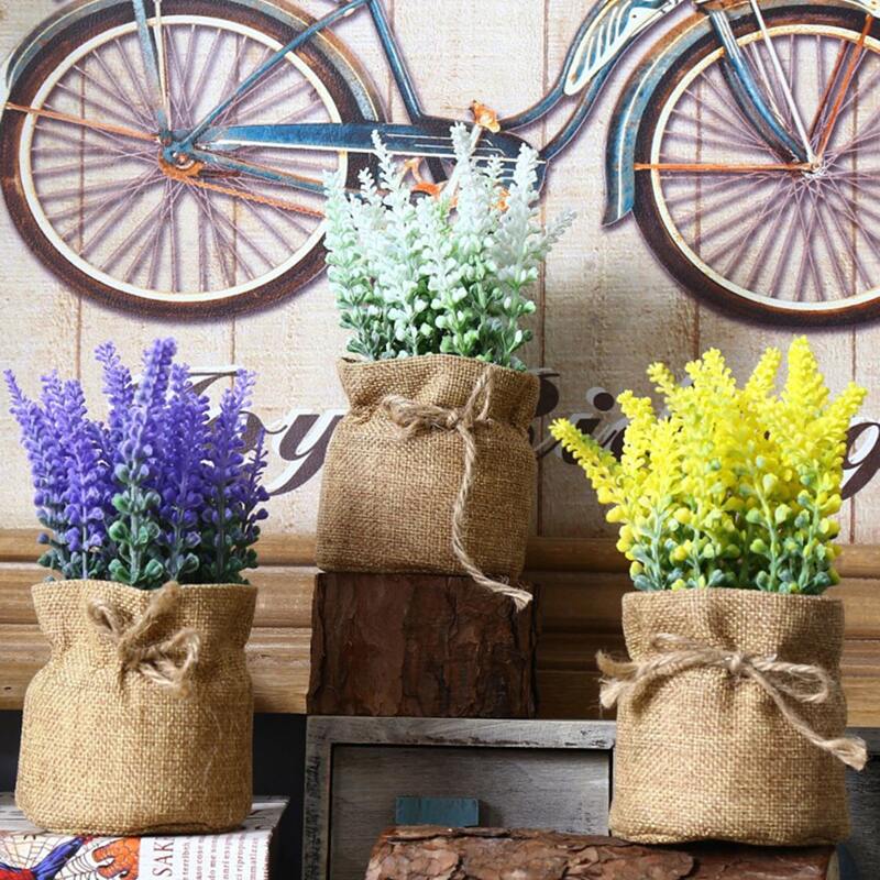 

1pc Artificial Flower With Linen Bag, Multicolor