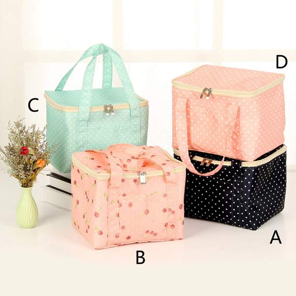 

Сумка для обеда в горошек с спринтом цветка 1шт, Многоцветный