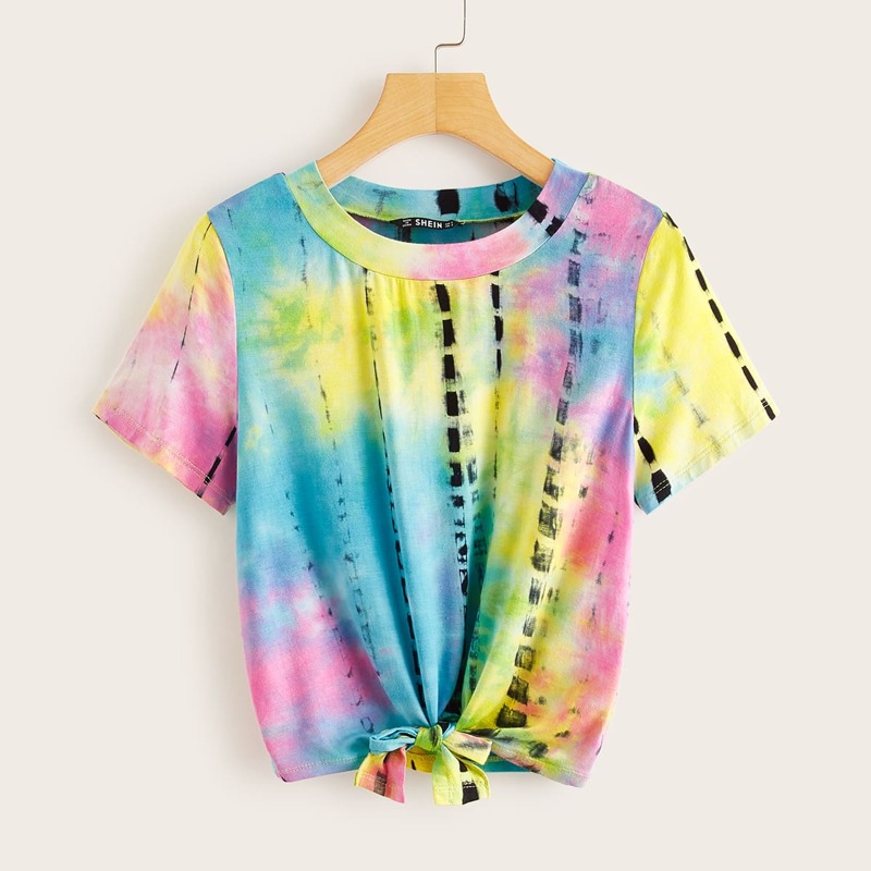 

Knot Hem Tie Dye Tee, Multicolor
