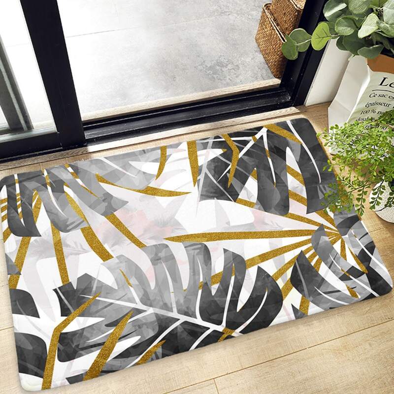 

Leaf Print Door Mat, Multicolor
