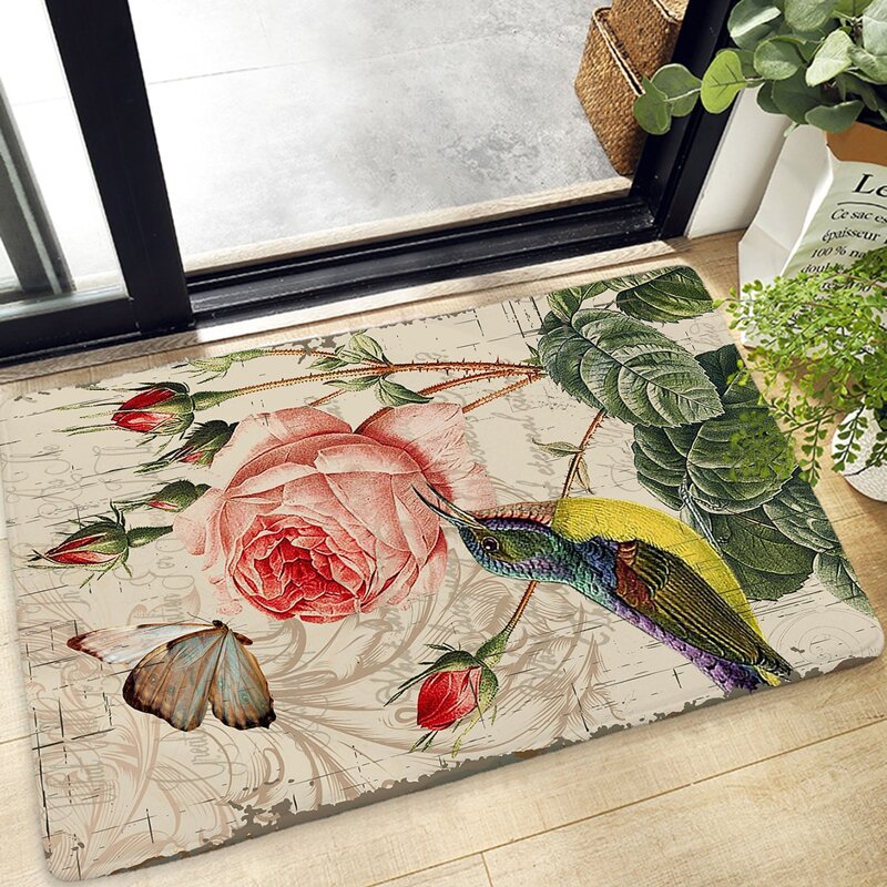 

Flower Print Floor Mat, Multicolor