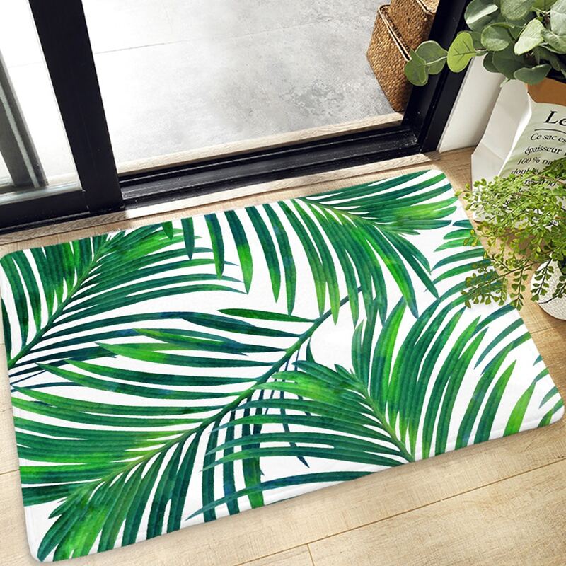 

Leaf Print Floor Mat, Green