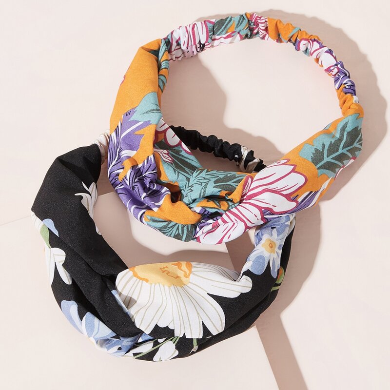 

2pcs Flower Pattern Headband, Multicolor