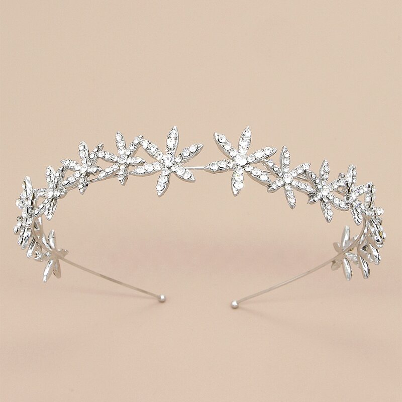 

Rhinestone Engraved Flower Decor Hair Hoop, Silver