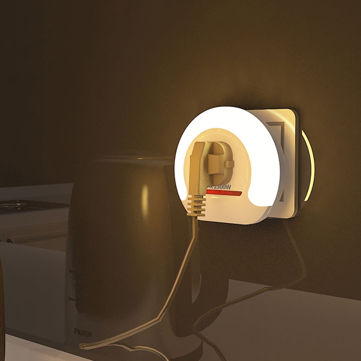 

1pc Wall Lamp With Power Socket, White