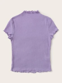 SHEIN Privé Top tejido waffle ribete en forma de lechuga - Morado - Ver 3