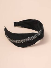 Diadema decorada con diamantes de imitación para fiesta - Negro - Ver 1