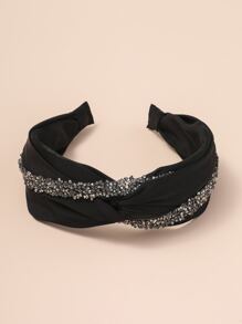 Diadema decorada con diamantes de imitación para fiesta - Negro - Ver 2