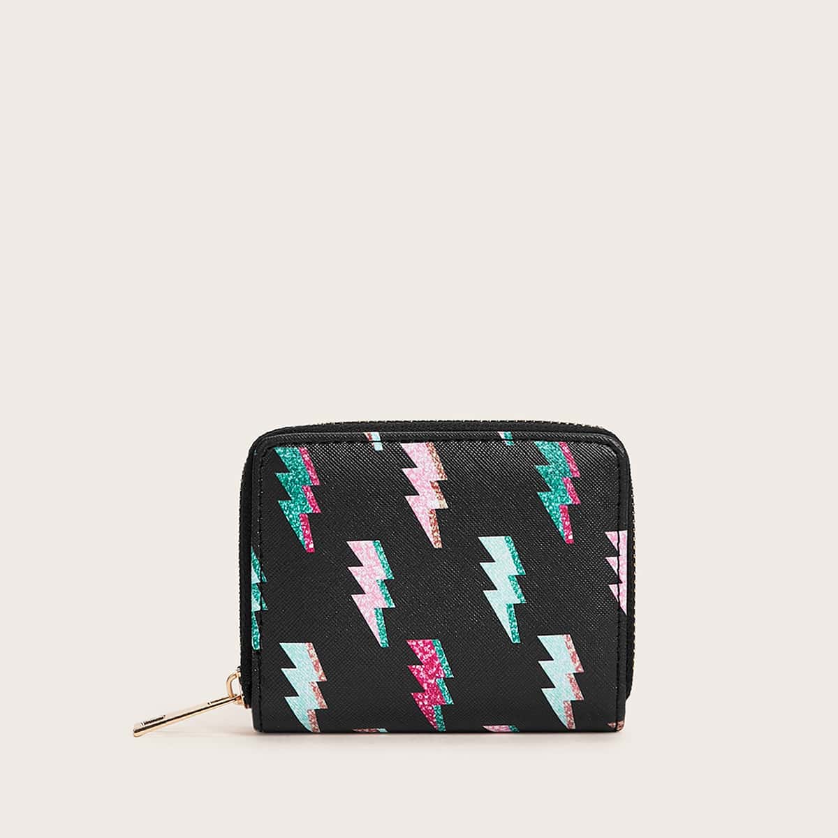 

Geometric Print Purse, Black