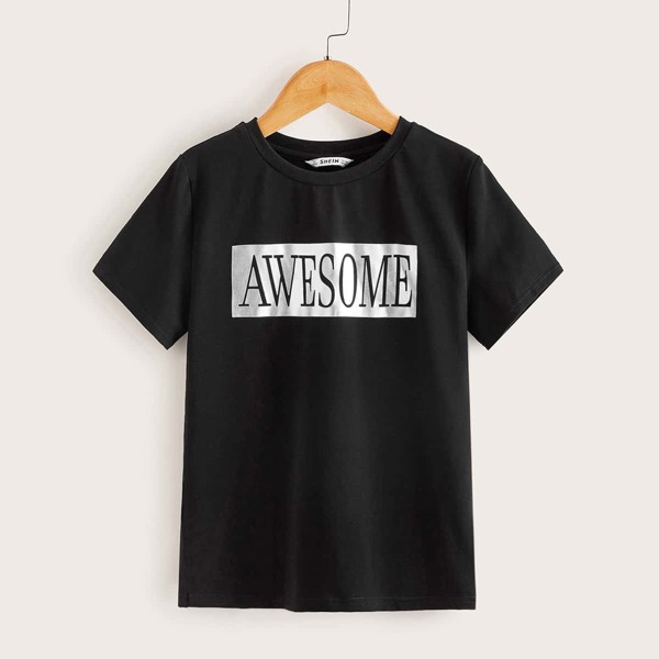 

Boys Letter Graphic Tee, Black