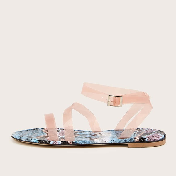 

Clear Ankle Strap Sandals, Pink
