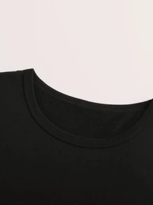 SHEIN LUNE Áo thun Plus size Con số màu đen Giải trí - màu đen - Xem 3