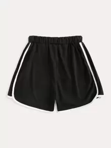 Flirla Shorts con cordón delantero unido en contraste - grande - Negro - Ver 2