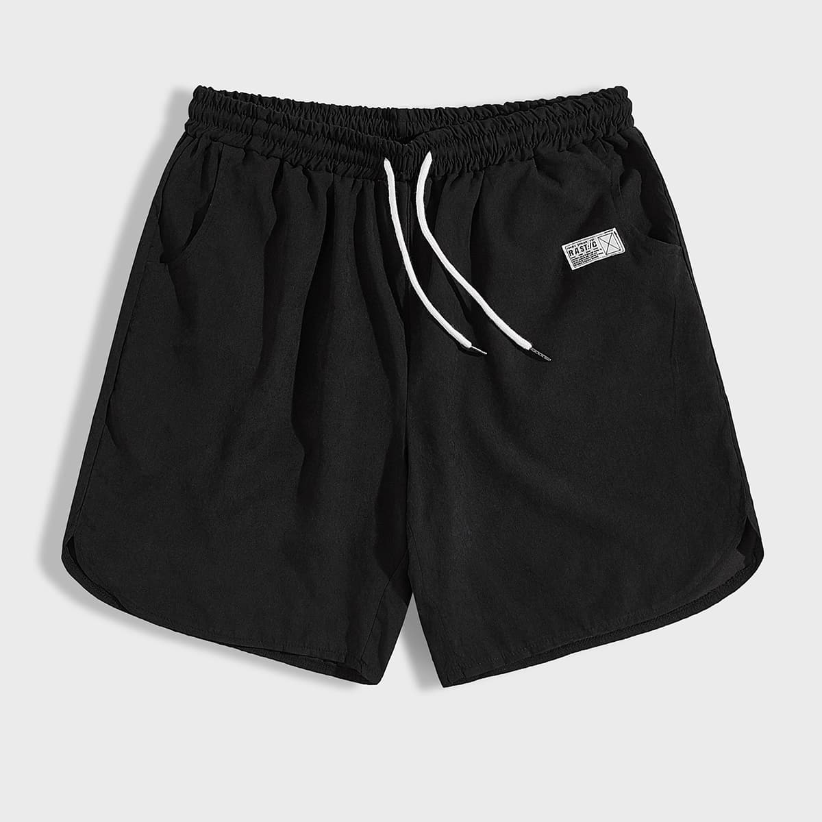 

Guys Letter Patched Shorts, Black