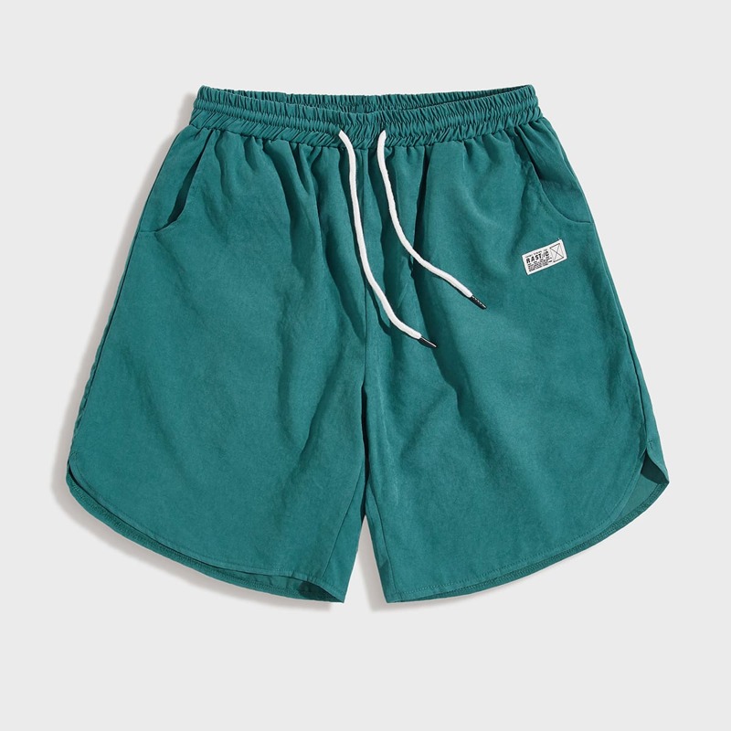 

Guys Letter Patched Green Shorts