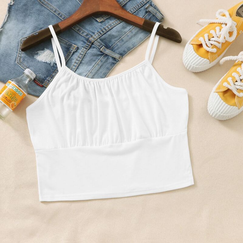 

Ruched Bust Crop Cami, White