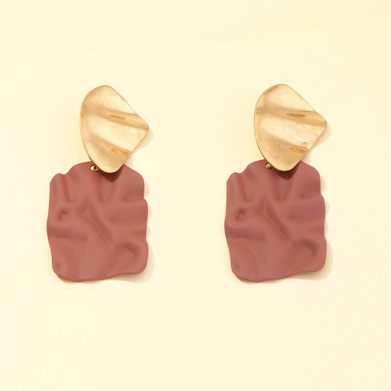 

1pair Color Block Ruffle Design Drop Earrings, Multicolor