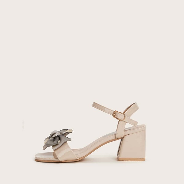

Bow Decor Ankle Strap Chunky Heels, Beige