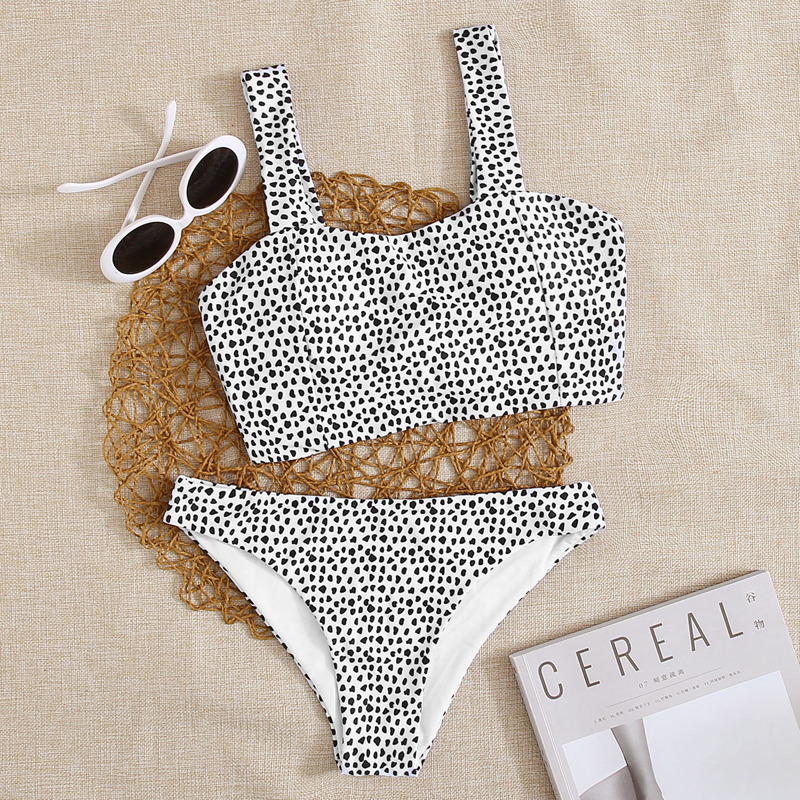

Dalmatian Cheeky Bikini Swimsuit, Black and white