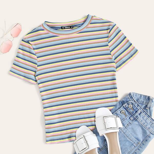 

Rib-knit Striped Tee, Multicolor