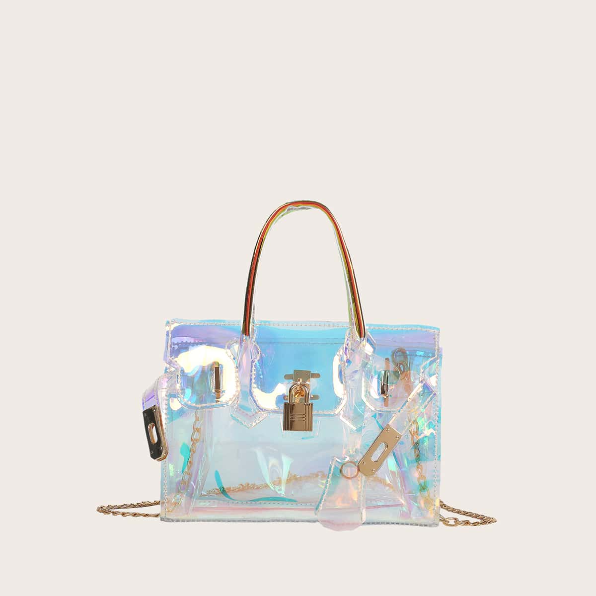 

Holographic Satchel Bag, Multicolor