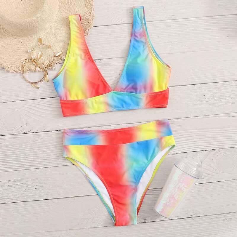 

Tie Dye High Waisted Bikini Swimsuit, Multicolor