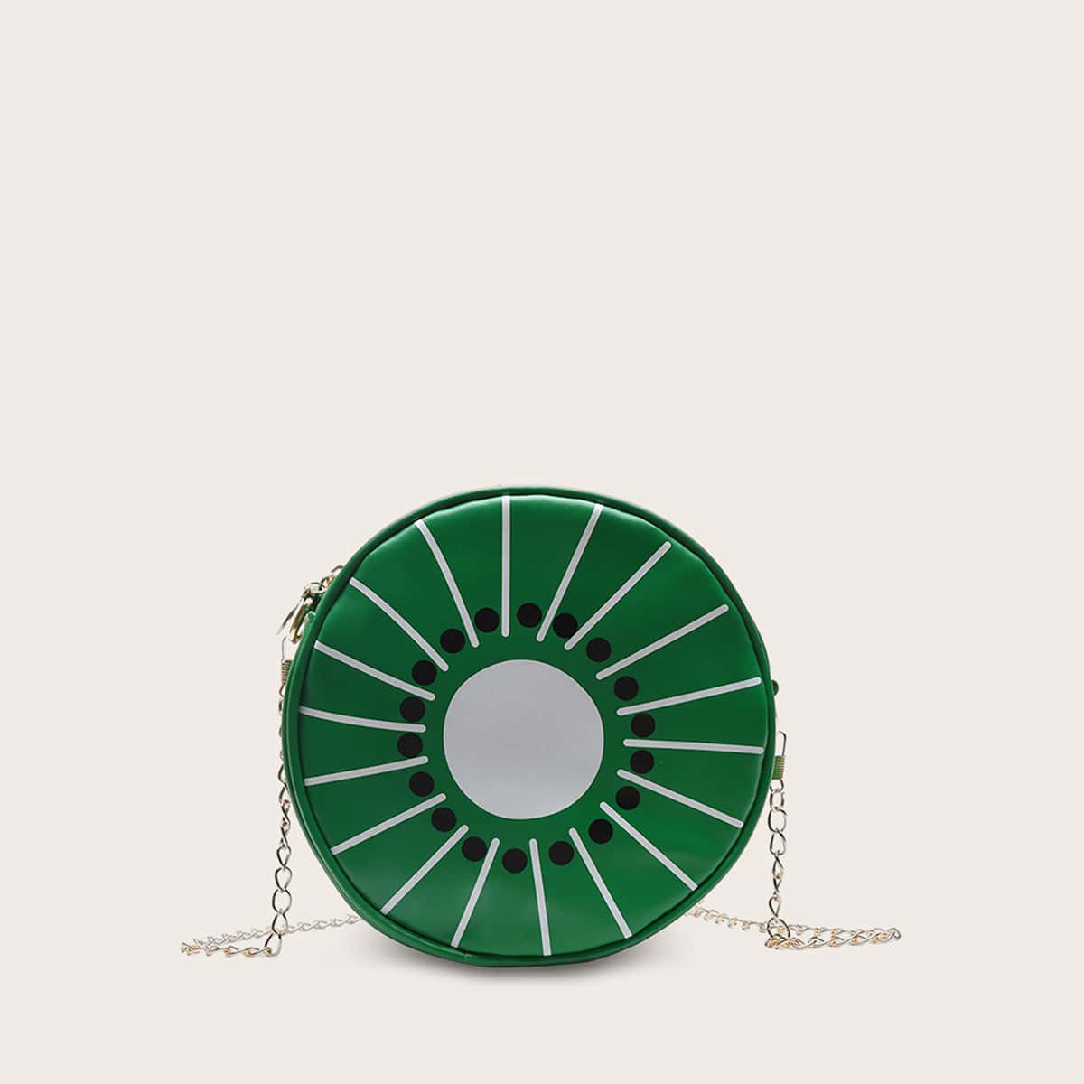 

Round Kiwi Fruit Shaped Crossbody Bag, Green