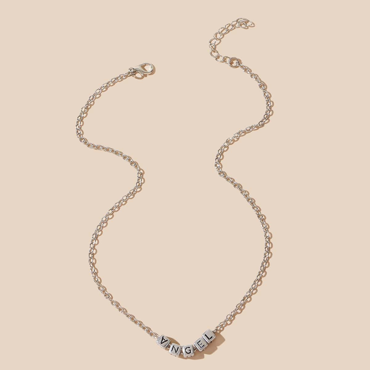 

1pc Letter Chain Necklace, Silver